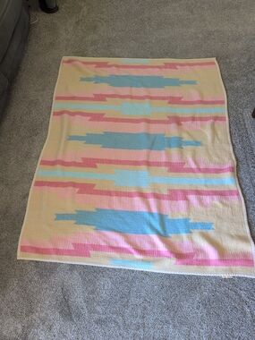 Vintage 80s Bieder lack Throw Blanket Size 50x60